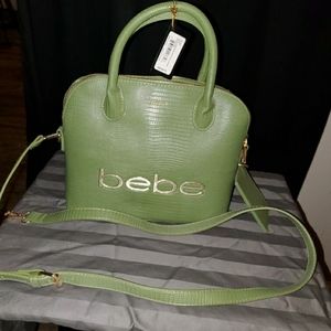 Green alligator print bebe purse